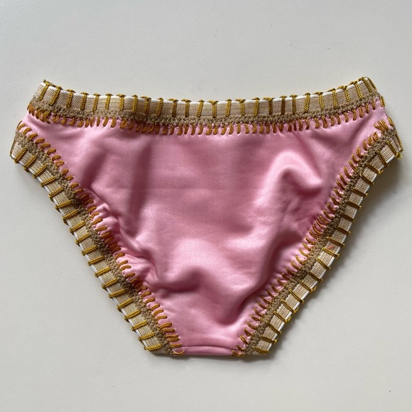 Pq Swim / Platinum Swimwear Girl’s Sporty Pink Embroidered Bikini - Size 4 - Picture 7 of 10